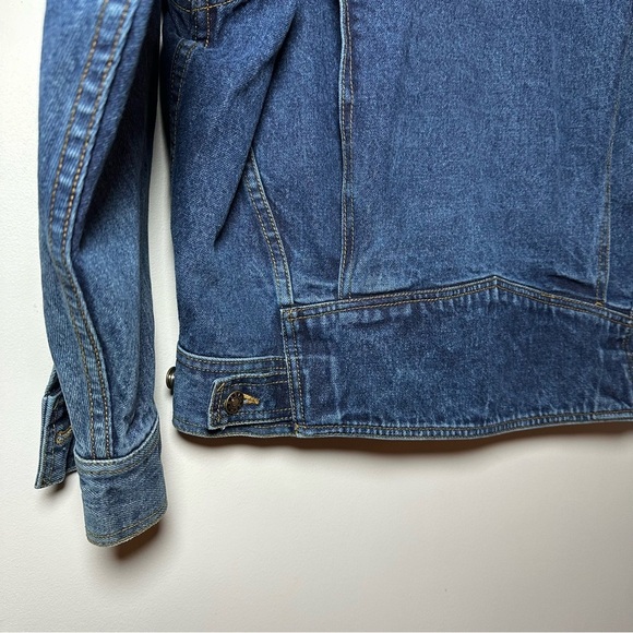 Vintage East West 80s 90s Sequin Floral Embellished Cotton Denim Jacket Sz L - Picture 8 of 10